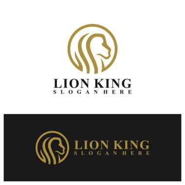 Aslan logosu vektör çizimi. Lion Head logo tasarım şablonu