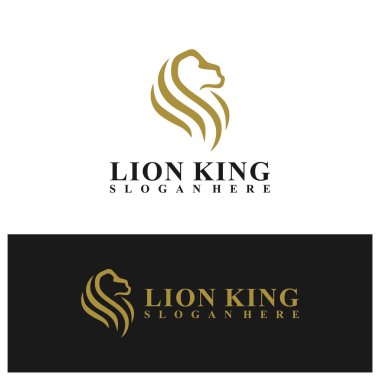 Aslan logosu vektör çizimi. Lion Head logo tasarım şablonu