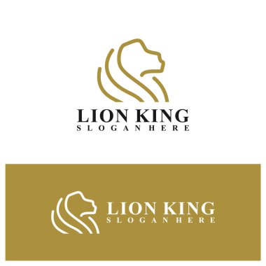 Aslan logosu vektör çizimi. Lion Head logo tasarım şablonu