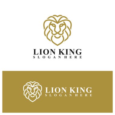 Aslan logosu vektör çizimi. Lion Head logo tasarım şablonu