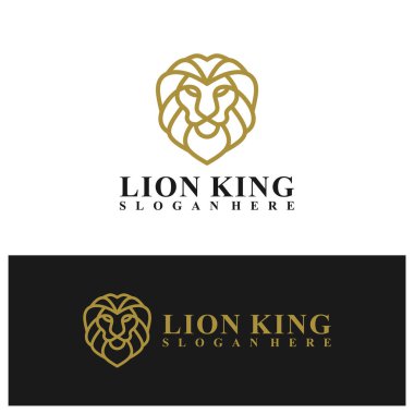 Aslan logosu vektör çizimi. Lion Head logo tasarım şablonu