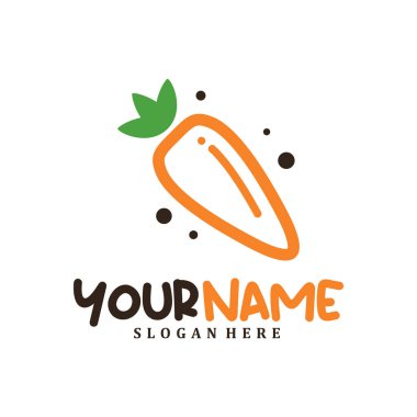 Havuç logosu konsept vektörü. Havuç Logosu Tasarım Şablonu. Yaratıcı Sembol. Simge