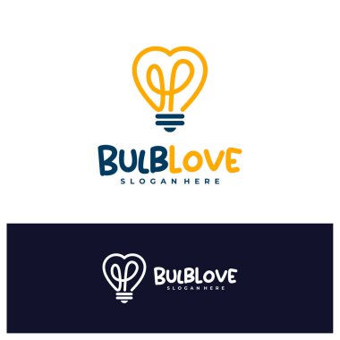 Ampul Sevgisi logo tasarım vektörü. Love Ampul Logosu Tasarım Şablonu. Yaratıcı Sembol. Simge