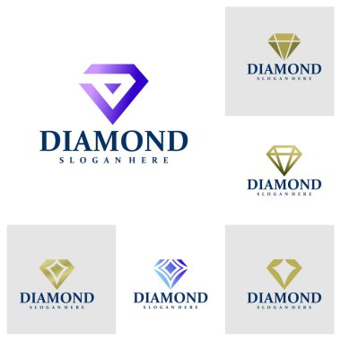 Elmas logo tasarım vektörü kümesi. Elmas Logo Tasarım Şablonu. Yaratıcı Sembol. Simge