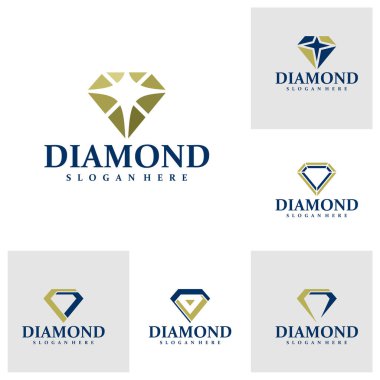 Elmas logo tasarım vektörü kümesi. Elmas Logo Tasarım Şablonu. Yaratıcı Sembol. Simge