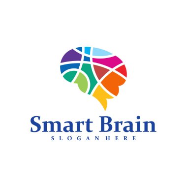 Renkli Beyin logosu tasarım vektörü. Beyin Bakımı Logosu Tasarım Şablonu. Yaratıcı Sembol. Simge