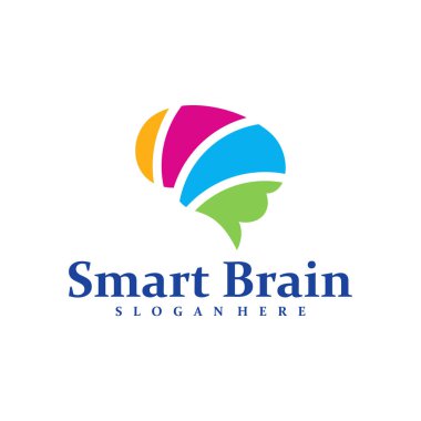 Renkli Beyin logosu tasarım vektörü. Beyin Bakımı Logosu Tasarım Şablonu. Yaratıcı Sembol. Simge