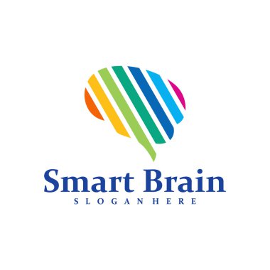 Renkli Beyin logosu tasarım vektörü. Beyin Bakımı Logosu Tasarım Şablonu. Yaratıcı Sembol. Simge