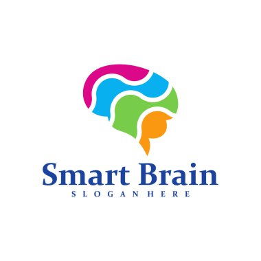 Renkli Beyin logosu tasarım vektörü. Beyin Bakımı Logosu Tasarım Şablonu. Yaratıcı Sembol. Simge