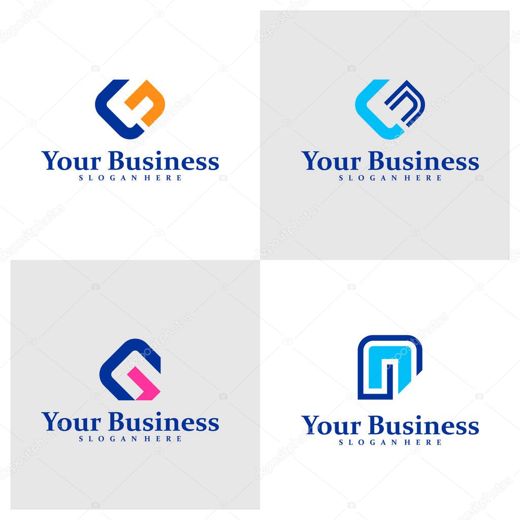 Set of Initial G N logo design concept vector. GN Logo Design Template. Creative Symbol. Icon