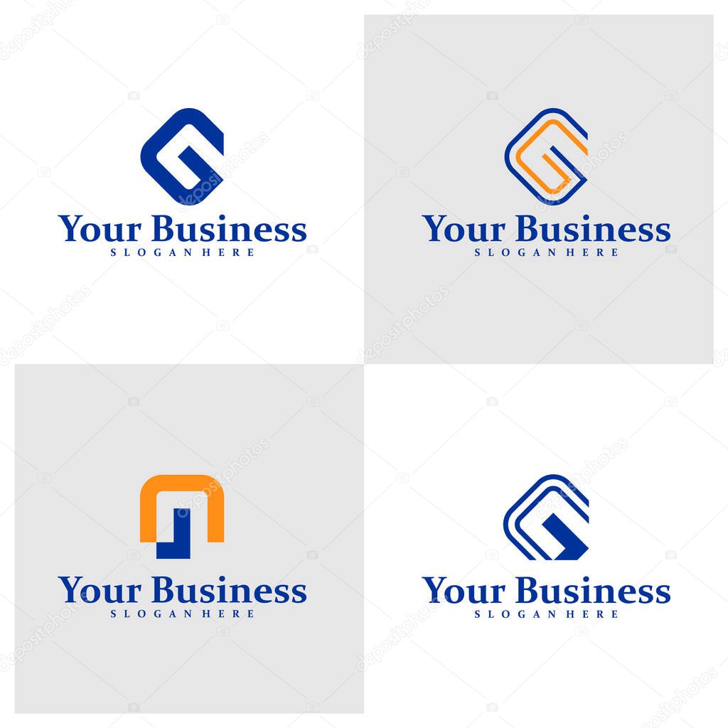 Set of Initial G N logo design concept vector. GN Logo Design Template. Creative Symbol. Icon