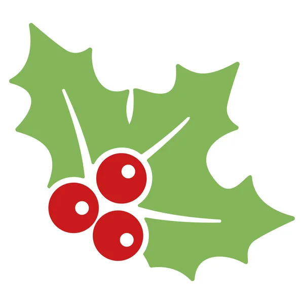 白い背景にホリーベリークリスマスのアイコン 平面図ベクトル図 — ストックベクタ