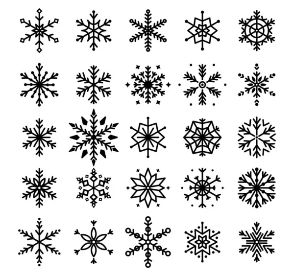 Copos Nieve Sobre Fondo Blanco Navidad Año Nuevo Elementos Diseño — Vector de stock