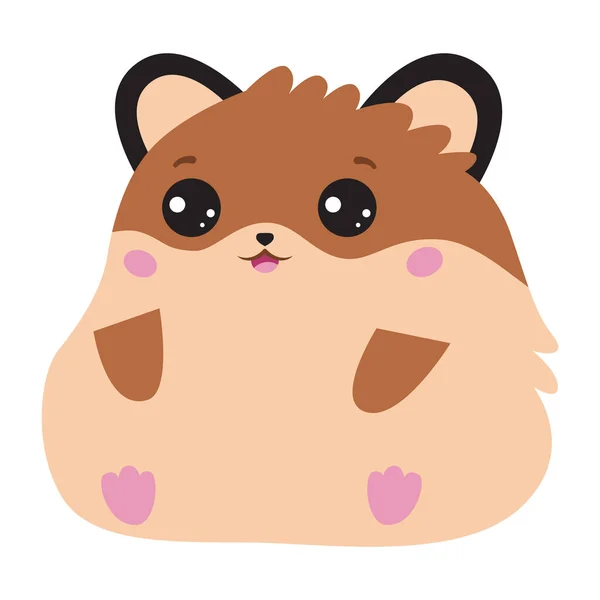 Kawaii Hamster Auf Weißem Hintergrund Zeichentricktier Nettes Haustier Chibis Zeichenstil — Stockvektor