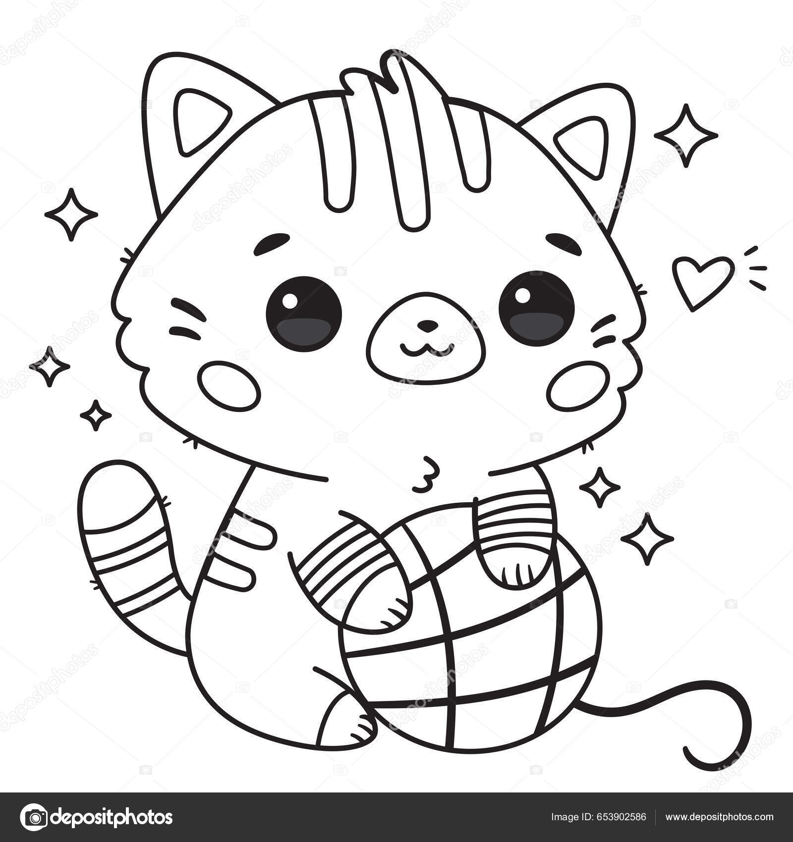 Gatinho e sorvete kawaii para colorir - Imprimir Desenhos em 2023