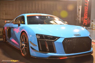 Pasay, PH-13 - 2018 Audi R8, 13 Kasım 2021 tarihinde Pasay, Filipinler 'de Manila Oto Salonu' nda. Manila Auto Salon, Filipinler 'de her yıl düzenlenen bir pazar sonrası araba fuarıdır..