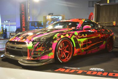 Pasay, PH-13 - Nissan GTR 13 Kasım 2021 tarihinde Pasay, Filipinler 'de Manila Oto Salonu' nda. Manila Auto Salon, Filipinler 'de her yıl düzenlenen bir pazar sonrası araba fuarıdır..
