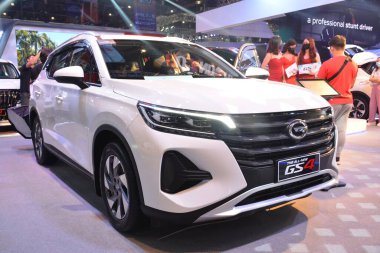 PASAY, PH - APR. 10 - 10 Nisan 2022 tarihinde Manila Uluslararası Otomobil Fuarı 'nda Gac motor gs4 SUv Pasay, Filipinler' de. Manila International Auto Show, Filipinler 'de düzenlenen yıllık otomobil fuarıdır..