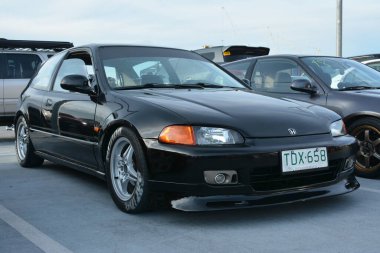 PARANAQUE, PH - APR 30 - Honda Day 3 'te Honda Civic 30 Nisan 2022' de Paranaque, Filipinler 'de buluşuyor. Honda Günü, Filipinler 'de düzenlenen aylık bir araba fuarıdır..