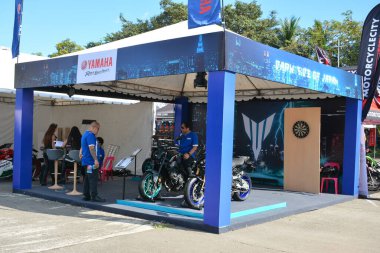 PASAY, PH - NOV 27 - Yamaha motorcycle booth display at Freedom ride festival motorshow on November 27, 2022 in Pasay, Philippines. Freedom ride festival is a annual motorshow held in Philippines.