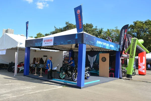 PASAY, PH - NOV 27 - Yamaha motorcycle booth display at Freedom ride festival motorshow on November 27, 2022 in Pasay, Philippines. Freedom ride festival is a annual motorshow held in Philippines.