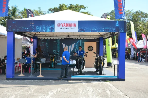 PASAY, PH - NOV 27 - Yamaha motorcycle booth display at Freedom ride festival motorshow on November 27, 2022 in Pasay, Philippines. Freedom ride festival is a annual motorshow held in Philippines.