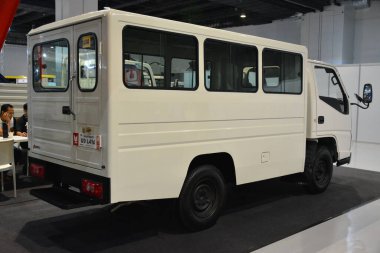 PASAY, PH - JULY 9 - JMC motors JMH delivery van at Manila commercial vehicle show on July 9, 2022 in Pasay, Philippines. Manila commercial vehicle show is a annual truck and bus show event held in Philippines.