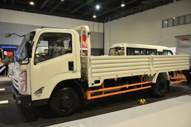 PASAY, PH - JULY 9 - Forland cargo truck at Manila commercial vehicle show on July 9, 2022 in Pasay, Philippines. Manila commercial vehicle show is a annual truck and bus show event held in Philippines.