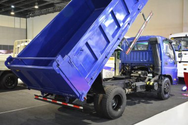 PASAY, PH - JULY 9 - Forland dumptruck at Manila commercial vehicle show on July 9, 2022 in Pasay, Philippines. Manila commercial vehicle show is a annual truck and bus show event held in Philippines.