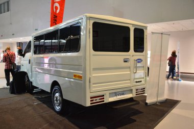 PASAY, PH - JULY 9 - Jac delivery van at Manila commercial vehicle show on July 9, 2022 in Pasay, Philippines. Manila commercial vehicle show is a annual truck and bus show event held in Philippines.