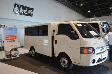 PASAY, PH - JULY 9 - Jac delivery van at Manila commercial vehicle show on July 9, 2022 in Pasay, Philippines. Manila commercial vehicle show is a annual truck and bus show event held in Philippines.