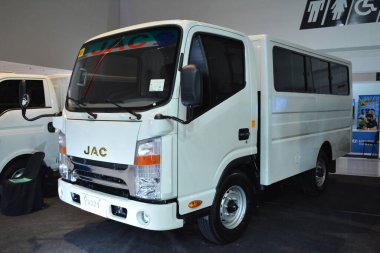 PASAY, PH - JULY 9 - Jac delivery van at Manila commercial vehicle show on July 9, 2022 in Pasay, Philippines. Manila commercial vehicle show is a annual truck and bus show event held in Philippines.