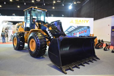 PASAY, PH - NOV 5 - Sany wheel loader at Philconstruct on November 5, 2022 in Pasay, Philippines. Philconstruct is a annual construction show in Philippines.