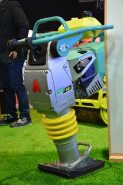 PASAY, PH - NOV 5 - Ammann vibratory rammer at Philconstruct on November 5, 2022 in Pasay, Philippines. Philconstruct is a annual construction show in Philippines.