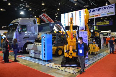 PASAY, PH - NOV 5 - Powertrac booth display at Philconstruct on November 5, 2022 in Pasay, Philippines. Philconstruct is a annual construction show in Philippines.