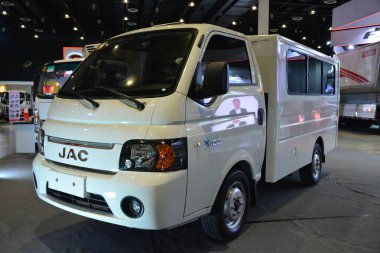 PASAY, PH - OCT 22 - Jac x100 delivery van at Transport and Logistics show on October 22, 2022 in Pasay, Philippines. Transport and Logistics is a annual bus and truck show in Philippines