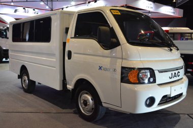 PASAY, PH - OCT 22 - Jac x100 delivery van at Transport and Logistics show on October 22, 2022 in Pasay, Philippines. Transport and Logistics is a annual bus and truck show in Philippines