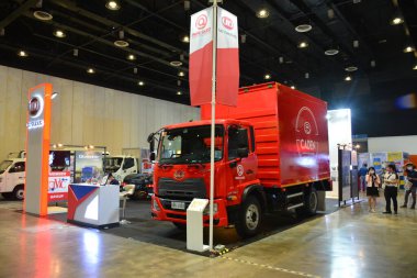 PASAY, PH - OCT 22 - Ud trucks croner LKE 210 delivery van at Transport and Logistics show on October 22, 2022 in Pasay, Philippines. Transport and Logistics is a annual bus and truck show in Philippines