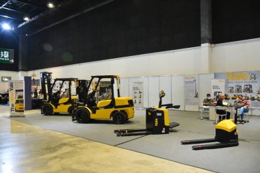 PASAY, PH - OCT 22 - Yale forklift booth display at Transport and Logistics show on October 22, 2022 in Pasay, Philippines. Transport and Logistics is a annual bus and truck show in Philippines