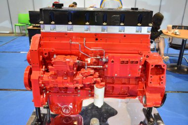 PASAY, PH - OCT 22 - Shacman truck engine at Transport and Logistics show on October 22, 2022 in Pasay, Philippines. Transport and Logistics is a annual bus and truck show in Philippines