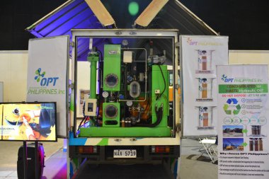 PASAY, PH - OCT 22 - Hyundai construction equipment oil purification machine at Transport and Logistics show on October 22, 2022 in Pasay, Philippines. Transport and Logistics is a annual bus and truck show in Philippines