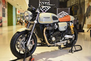 PARANAQUE, PH - DEC 17 - Triumph motorcycle at All out car and motorbike show on December 17, 2022 in Paranaque, Philippines. All out is a annual car and motorbike show event in Philippines.