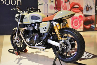 PARANAQUE, PH - DEC 17 - Triumph motorcycle at All out car and motorbike show on December 17, 2022 in Paranaque, Philippines. All out is a annual car and motorbike show event in Philippines.