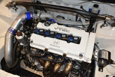 PARANAQUE, PH - DEC 17 - Honda civic engine at All out car show on December 17, 2022 in Paranaque, Philippines. All out is a annual car show event in Philippines.