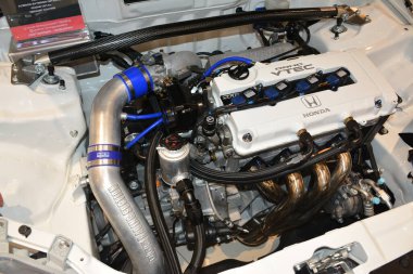 PARANAQUE, PH - DEC 17 - Honda civic engine at All out car show on December 17, 2022 in Paranaque, Philippines. All out is a annual car show event in Philippines.