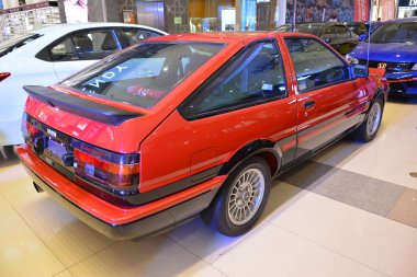 PARANAQUE, PH - DEC 17 - Toyota Ae86 trueno at All out car show on December 17, 2022 in Paranaque, Philippines. All out is a annual car show event in Philippines.