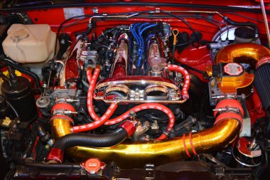 PARANAQUE, PH - DEC 17 - Mazda miata mx 5 engine at All out car show on December 17, 2022 in Paranaque, Philippines. All out is a annual car show event in Philippines.