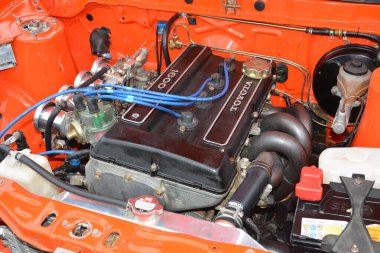 PASAY, PH - DEC 3 - Toyota corolla engine at bumper to bumper car show on December 3, 2022 in Pasay, Philippines. Bumper to bumper is a nationwide car show held in Philippines.