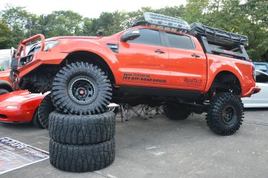 PASAY, PH - DEC 3 - Ford ranger pick up at bumper to bumper car show on December 3, 2022 in Pasay, Philippines. Bumper to bumper is a nationwide car show held in Philippines.