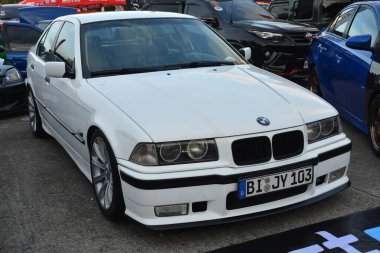 PASAY, PH - DEC 3 - Bmw 316 at bumper to bumper car show on December 3, 2022 in Pasay, Philippines. Bumper to bumper is a nationwide car show held in Philippines.